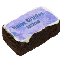 Happy Birthday Camouflage Pastel Blue Abstract Brownie