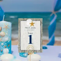 Rustic Driftwood Beach Sand Dollar Wedding Table Number