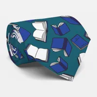 Trendy Librarian Book Lover and Writer Blue Books Neck Tie