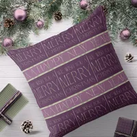 Purple Green Christmas Pattern#35b ID1009 Throw Pillow