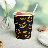 Spooky Pumpkin Faces Kids Halloween Party Paper Cups