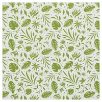 Green and White Tropical Jungle Palm Leaf Fabric