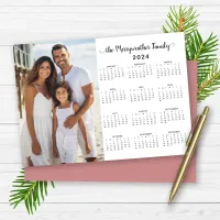 2024 Pink Modern Minimalist Family Photo Calendar Holiday Card