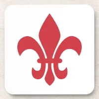 Red Fleur de Lys Beverage Coaster