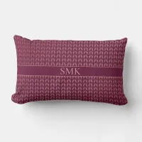 Blush Pink Rose Gold Foil Burgundy Boho Pattern Lumbar Pillow