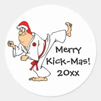 Martial Arts Merry Kick-Mas Christmas Classic Round Sticker