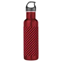 Thin Black and Red Diagonal Stripes Stainless Steel Water Bottle