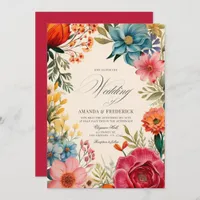 Watercolor Floral Fiesta Wedding with QR Code Invitation