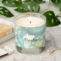 Serenity in Green Abstract Flowing Forms Scented Candle