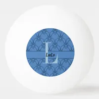 Blue Hearts Monogram and Name Custom Ping Pong Ball