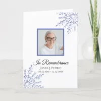 Blue Winter Snowflakes Funeral Service Folded Program