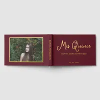 Elegant Modern Burgundy Photo Quinceañera Guest Book