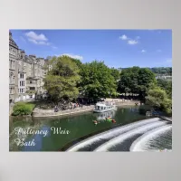 River Boat and Kayaking at Pulteney Weir, Bath Poster