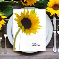 Yellow Sunflower on White Wedding Menu