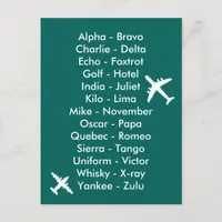 Phonetic Alphabet Aviation Plane Spotters Aero Postcard