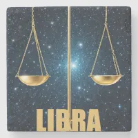 Libra astrology sign stone coaster