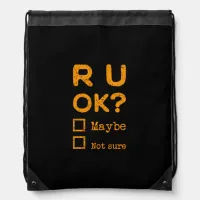 Are you okay? r u ok? drawstring bag