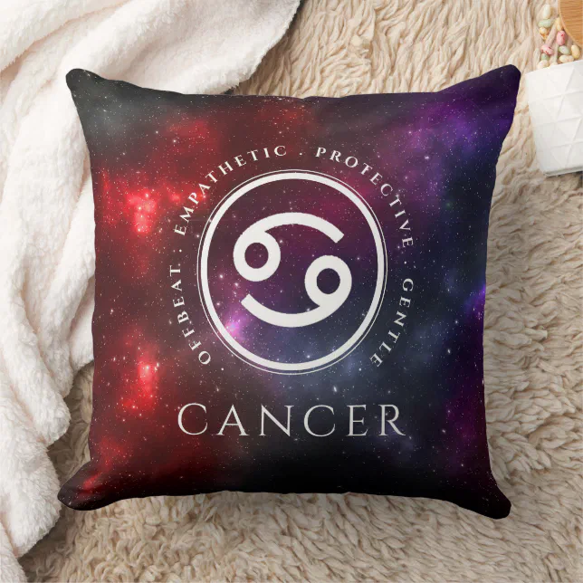 Starfield Cancer Crab Western Zodiac Throw Pillow