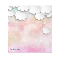 White Clouds Pink Sky Dreamy 3D Paper Cuts Notepad