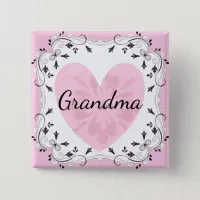Pretty Pink and Black Grandma Baby Shower Button