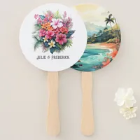 Watercolor Hawaii Destination Wedding Hand Fan