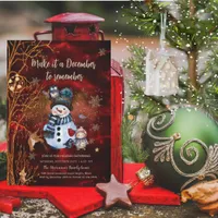 Fancy RED Gold Holiday Party with Characters  Invitation