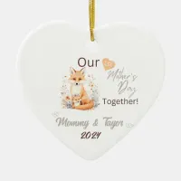 Fox and baby, Our First Mother's Day Together Ceramic Ornament