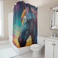 Cosmic Psychedelic Horse: Surreal Journey  Shower Curtain