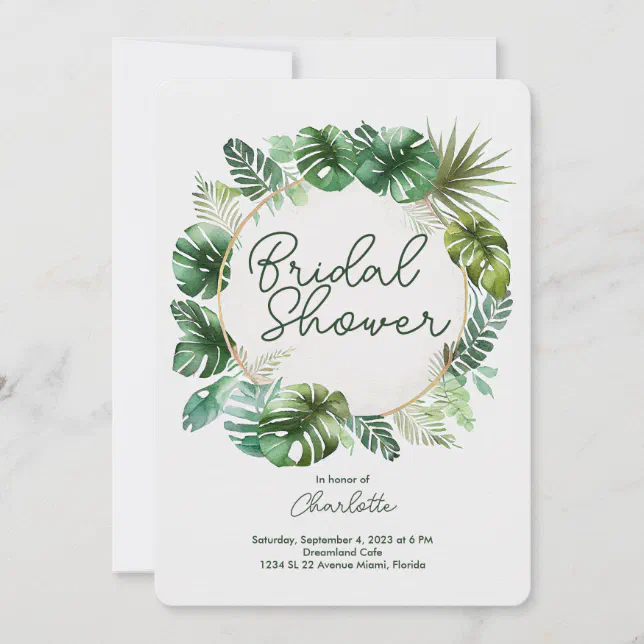 Tropical Watercolor Print | Wedding Bridal Shower Invitation