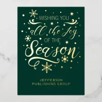 Green Gold Modern Business Holiday Foil Card