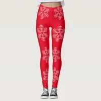 Red and White Snowflake Leggings