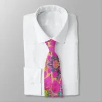 Pink Party Balloons Artwork Blue Orange Green Gold Neck Tie