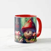 Cute toadstools in the forest - good luck custom  mug