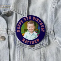 Happy Birthday Kids Photo | Blue Name Button