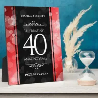 Elegant 40th Ruby Wedding Anniversary Celebration Plaque