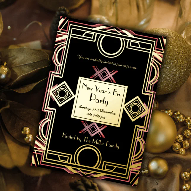 The roaring twenties with pink and gold - Party Foil Invitation