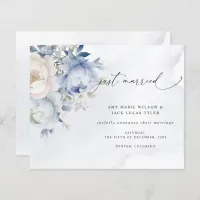 Budget Dusty Blue Floral Wedding Announcement
