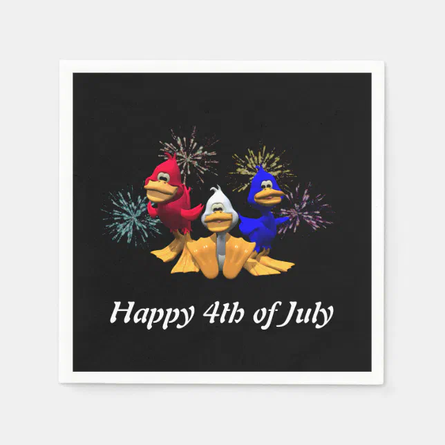 Cute 4th of July Red, White and Blue Ducks Paper Napkins