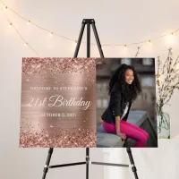 Glittery Rose Gold Foil Welcome 21st Birthday Foam Board