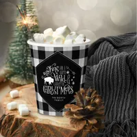 Wild Wonderful Christmas Black Buffalo Plaid ID604 Paper Cups