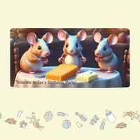 Mouse family at the dining table, Kids Birthday  Banner