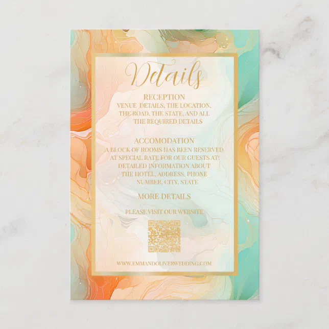 Marble Terracotta and Jade Details Wedding Card