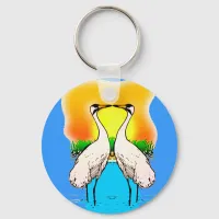 Whopping Cranes in Love Keychain