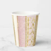 Pink Gold Christmas Fa La La Pattern#27 ID1009 Paper Cups