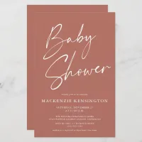 Budget Modern Terracotta Simple Script Baby Shower