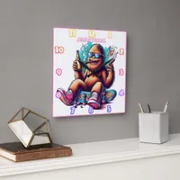 Party time with a chill Sasquatch on skateboards Square Wall Clock