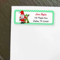 Christmas Santa Gnome and Reindeer Holiday  Label