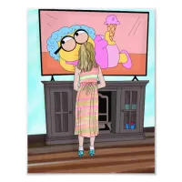 Blue Sparkly Shoes | Little Girl Watching Tv Photo Print