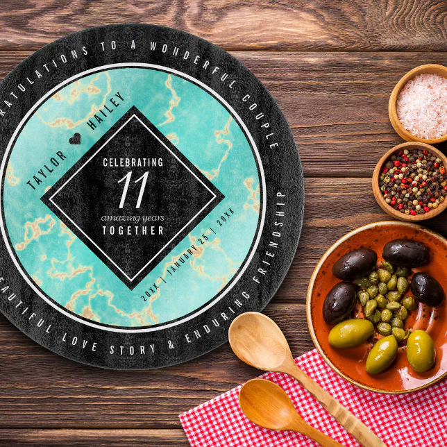 Elegant 11th Turquoise Wedding Anniversary Cutting Board