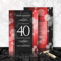 Elegant 40th Ruby Wedding Anniversary Celebration Invitation